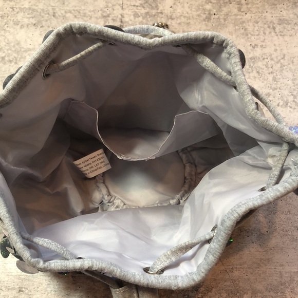 Justice Girls Heather Gray w Silver Sequin Hobo Bag Purse Lined Adjustable Strap - Picture 7 of 17